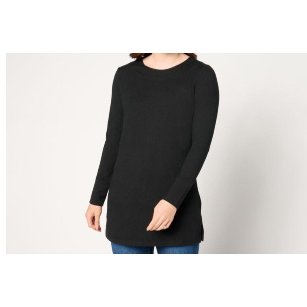 Denim & Co Black XS Heavenly Jersey Tunic A670905 NWOT